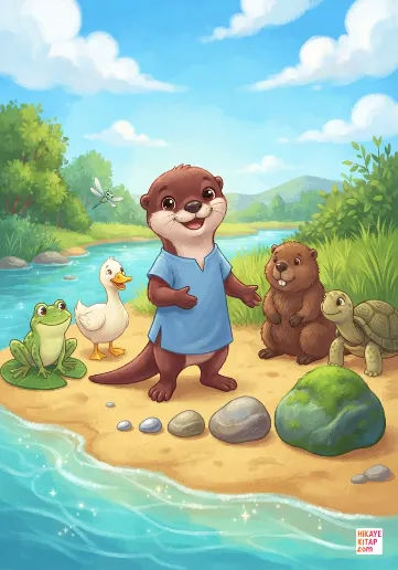 Minik Su Samuru ve Nehirdeki Yuvarlak Taşlar kapak