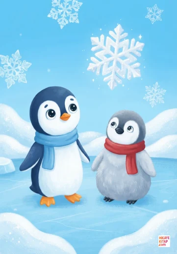 Minik Penguen Mavi ve Kar Taneleri kapak