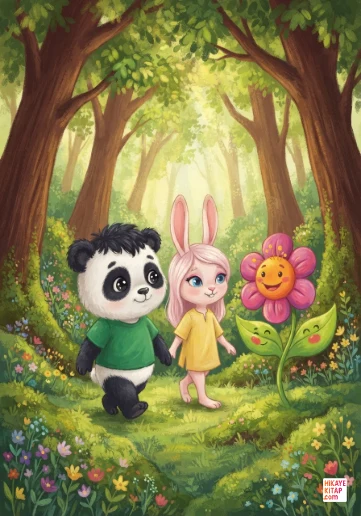 Minik Panda Pati ve Gülümseyen Çiçek kapak
