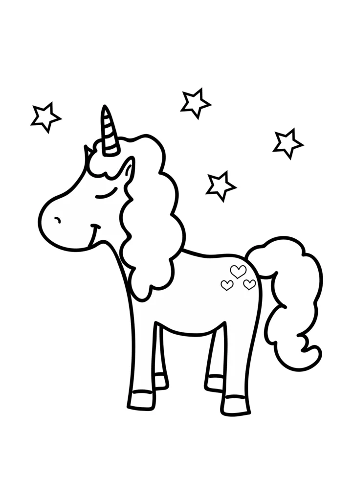 Yıldızlı Unicorn Boyama Sayfası kapak