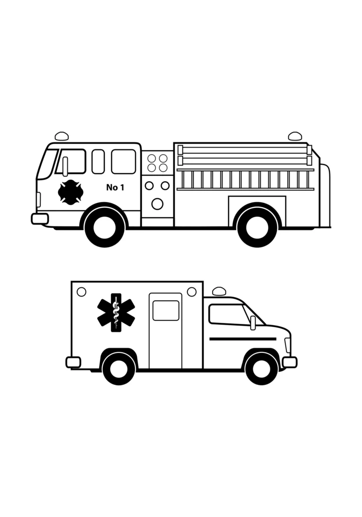 İtfaiye ve Ambulans Boyama Sayfası kapak